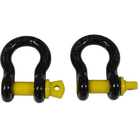Black Yellow Lifting Bow Shackle Screw Pin 3.25 Ton X2 (3.25T Towing Recovery Connector 3250KG) (1/5)