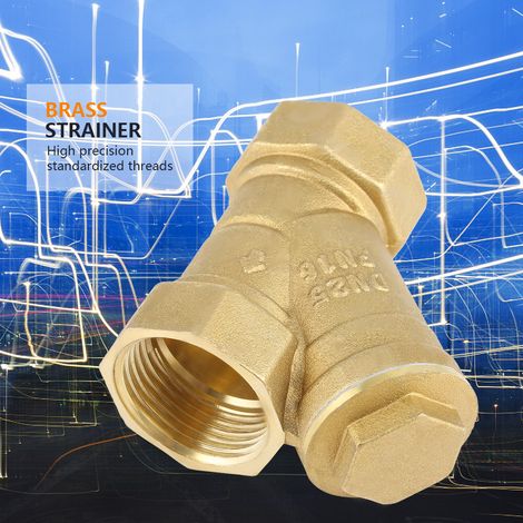 Lot de 2 Raccord Filtre en Laiton Y, Filetage Femelle 1" BSPP, Connecteur de Tuyau avec Crépine (1/5)