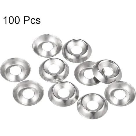 100 rondelles fraisées en acier inoxydable 304 pour le travail du bois, la construction et les machines, couleur argent n° 12 (1/5)