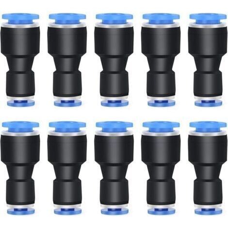 Lot de 10 réducteurs de tube droit de 8 mm de diamètre extérieur x 6 mm de diamètre extérieur pour accessoires de connexion, raccords pneumatiques, connecteur réducteur de tuyau (1/4)