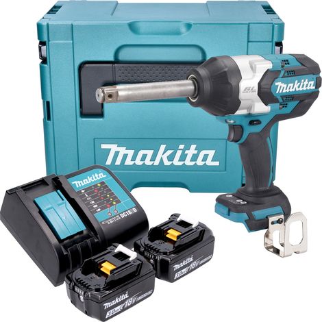 Atornillador de impacto a batería Makita DTW 1005 SFJ 18 V 1360 Nm 3/4" sin escobillas + 2 baterías de 3,0 Ah + cargador + Makpac