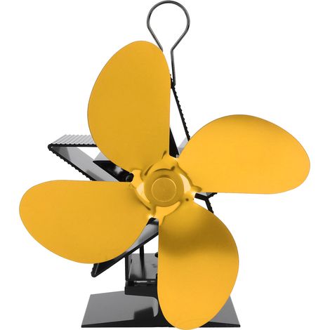 Ventilateur de poêle à bois thermique à 4 pales, accessoire de cheminée pour la distribution de la chaleur, couleur or (1/5)