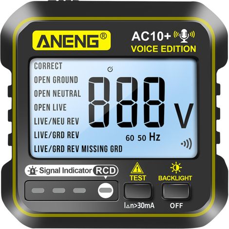 Multifunktions-Steckdosenprüfer mit Fehlerstromschutz, US/EU-kompatibel, Digitalmultimeter