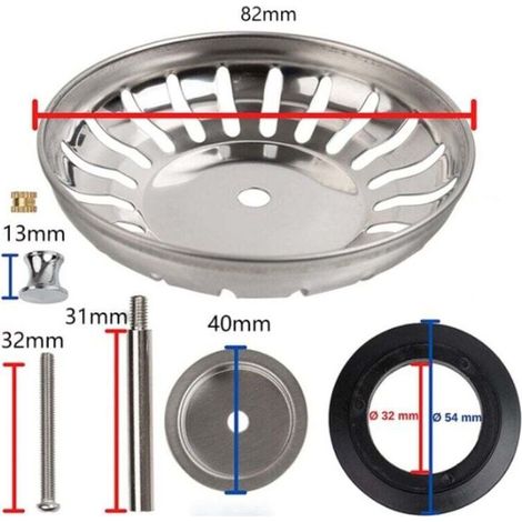 Abtropfkorb für Küchenspülen mit verstellbarem Stift – Universeller Edelstahl-Siebkorb. Mit Pop-up-Verschluss – Spülmaschinenfest. Verstopft und überläuft nicht – 82 mm Durchmesser. (1/5)