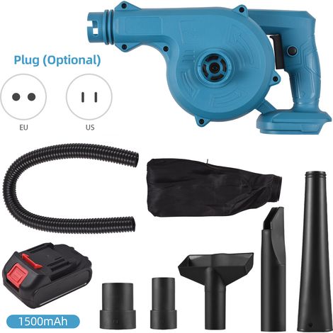 Souffleur de feuilles sans fil avec batterie 2 en 1 21 V électrique et aspirateur 63 km/h, petit pour l'entretien de la pelouse/poussière/sac à poussière pour poils d'animaux (1/5)