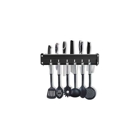 Barre de cuisine en aluminium sans perçage, 7 crochets, porte-ustensiles –