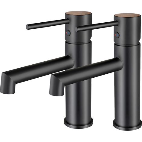 2er-Pack K2O Lusso Zen 16,5x5x18,5 cm Mattschwarz mit Einhebelmischer, integriertem Luftsprudler und Keramik-Kartuschenmechanik (1/5)