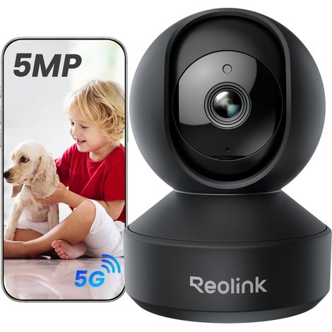 3K Caméra Surveillance WiFi Intérieure PT, Suivi Auto, E1 Pro Noir (1/5)