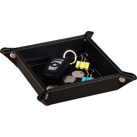 Boîtes de rangement Plateau en cuir pour clés Organisateur, pièces de monnaie, clés, portefeuille et accessoires Plateau de rangement (1/5)