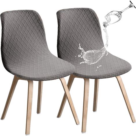Lot de 2 Housses de Chaise Extensibles,Amovibles et Lavables,Universelles,Durables,Design Moderne pour Salle à Manger,Hôtel,Décor,Mariage (Gris Clair) (1/4)