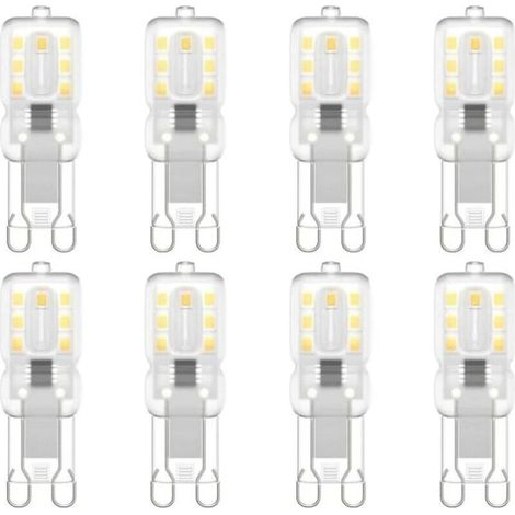 Lot de 8 ampoules LED G9, G9 LED 220 V Blanc naturel 5500 K 3 W équivalent halogène 30 W [Classe énergétique E] (1/5)