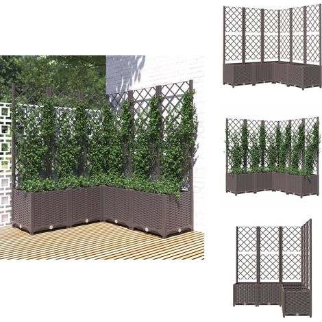 Pflanzkübel mit Rankgitter Braun 120x120x136 cm PP - Blumenkübel - Rankgitter - Gartendekoration - Polypropylen Kübel - Outdoor Topf (1/5)