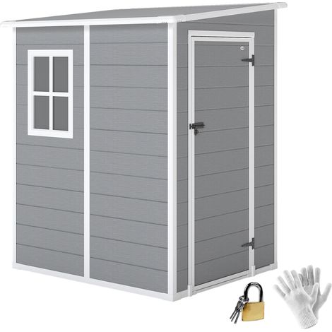Cabane de rangement, porte avec Schloss, fenêtres für Tageslicht & Belüftung, Aluminium, 122 x 149 x 192/177 cm gris