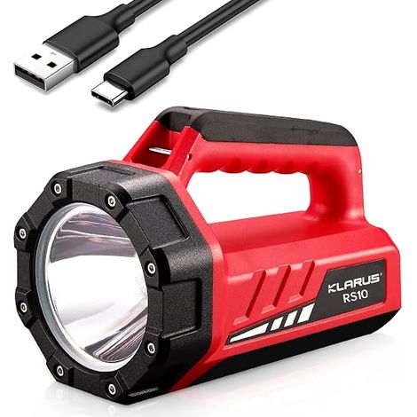 Lampe torche puissante rechargeable 800 lumens avec lumière COB blanc/rouge 8000 mAh batterie externe 8000 mAh 7 modes de lumière pour urgences randonnée usage domestique (1/5)