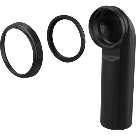 Alcadrain coude d'écoulement 90° Slim pour WC mural, DN 90 × DN 90, longueur 285 mm, PE, noir (1/2)