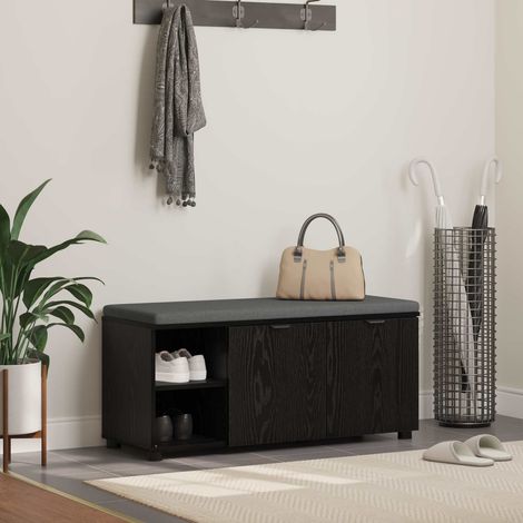 Flurbank mit Kissen mit Regal Schwarze Eiche 100 x 38 x 46 cm