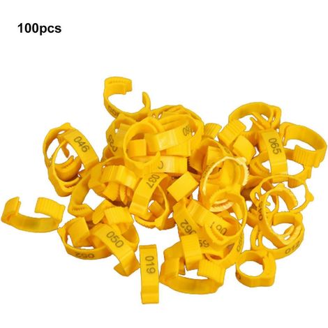 100 anneaux pour pattes de poulet, boucle réglable, faciles à assembler, Jikaix-Yellow (1/5)