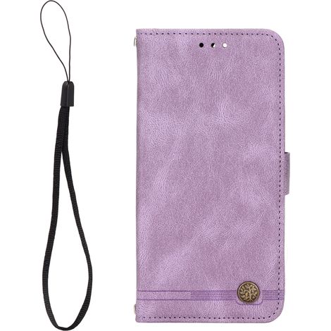 Coque pour iPhone 13 Pro Max en cuir PU, étui portefeuille à fermeture magnétique, rabat avec support clip, violet (1/5)