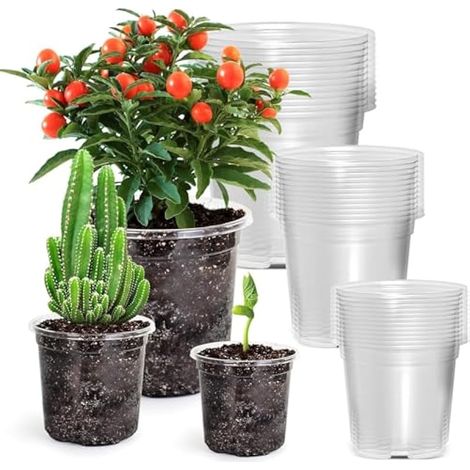 36 pots en plastique pour plantes, 9/10/13 cm transparents, godets de pépinière anti-chignon avec trous de drainage, pour repiquage de fleurs et semis (3 tailles)