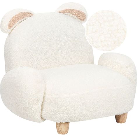 Poltrona animale Imbottitura in bouclé Forma di coniglio Design Peluche Mobili per bambini Bianco Sporco Kanna