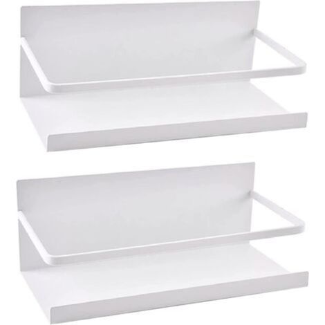 Etagère Réfrigérateur, 2 Pièces Étagère à Épices Magnétique Etagère Réfrigérateur Magnétique Organisateur de Réfrigérateur Economie Espace pour la Cuisine (Blanc) (1/5)