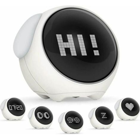 Réveil Enfant,Réveil,Réveil Numérique rechargeable,Réveil Mignon Enfants Emoji,Horloge pour Enfants avec Veilleuse à Commande Vocale (1/4)