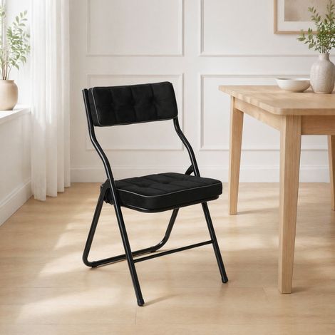 MEUBLIV Chaise pliante 2 pièces 47x46x80 cm noire – dossier rembourré, sans montage (1/5)
