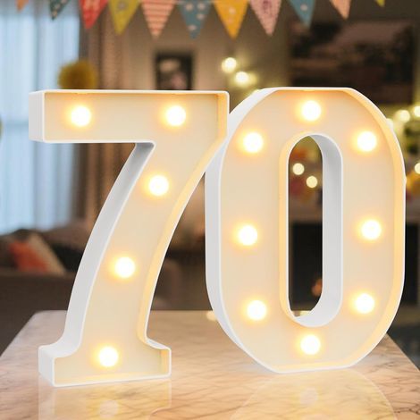 LED-Lichtpaneel mit Leuchtzahlen – Warm- und kaltweiße Leuchtzahlen für Dekorationen zum 70. Geburtstag, digitale LED-Beleuchtung für Hochzeiten und Hochzeitstage (1/5)
