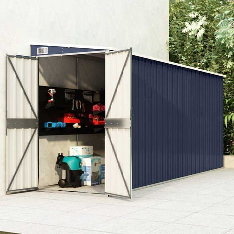 Cobertizo de jardín de pared acero galvanizado 118x382x178 cm vidaXL