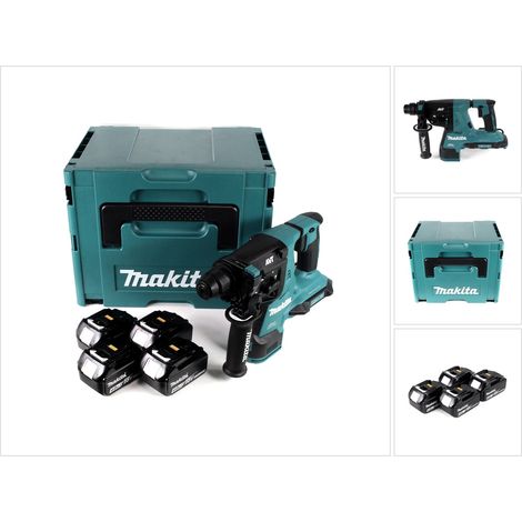 Makita DHR 280 M4J 2 x 18 V 36 V Li-Ion Akku Bohrhammer Brushless 28 mm für SDS-PLUS im Makpac + 4 x 4,0 Ah Akku - ohne Ladegerät