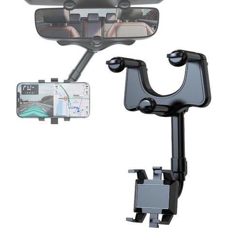 Support de téléphone de Voiture pour rétroviseur, Auto Support Téléphone Voiture Rotatif et Rétractable à 360° pour Tous Les Smartphones (1/5)