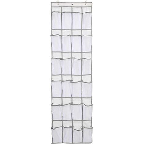 Hängender Schuhaufbewahrungsbeutel, 24 Netztaschen, weiß, zur Befestigung hinter der Tür. (1/5)