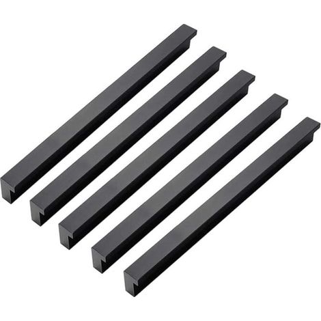 KZQ 10 Stück schwarze, moderne Möbelgriffe aus Aluminiumlegierung für Schrank- und Schubladentüren, 192 mm Lochabstand (1/4)