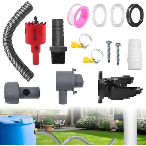 Collecteur d'eau de pluie 70-110 mm, avec tuyau de 1 m, système de récupération d'eau de pluie, kit de raccord pour citerne de pluie, tuyau de descente pour toits jusqu'à 80 m² (1/5)