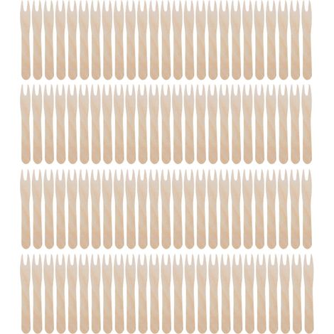 Lot de 200 fourchettes à frites, fourchettes à gâteau, fourchettes en bois, couverts en bois, couverts de fête, anniversaire, camping et pique-nique 85 mm (1/5)