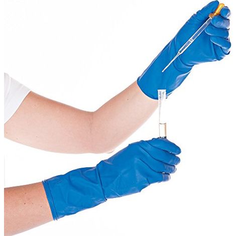 HYGOSTAR HIGH RISK GANTS EN LATEX NON POUDRÉS BLEU M 28 CM FRANZ MENSCH 25035
