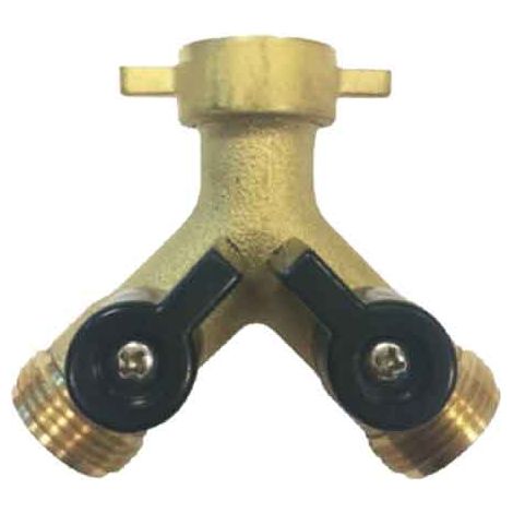 PRESA A RUBINETTO IN OTTONE DOPPIA USCITA F3/4 x M3/4 x M3/4