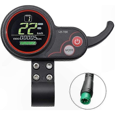 Compteur de vitesse à écran LCD pour scooters électriques 24 V-60 V, adaptateur d'accélérateur 5 broches pour tableau de bord de vélo électrique (1/5)