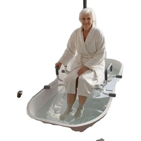 Silla de ducha giratoria, de plástico resistente, altura regulable de 45 a 55 cm, capacidad de peso máximo de 100 kg, con reposabrazos y respaldo, diseñada para personas mayores y discapacitadas. (1/5)