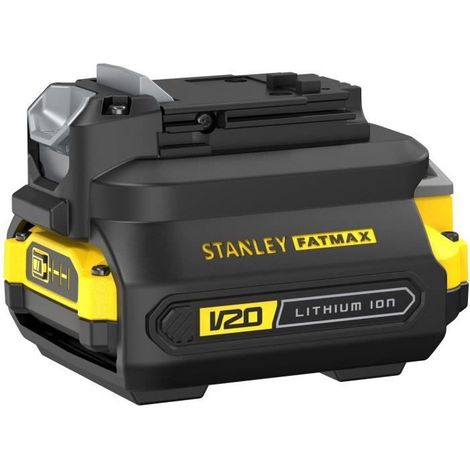 Stanley – Adaptateur 18V pour batterie V20 – Compatible avec outils 18V – Utilise batteries 1,5Ah et 2,0Ah – Technologie FATMAX