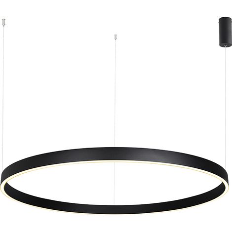 Suspension Luminaire LED D1000 88W Direct/Indirect Variable Noir Sablé ZAMBELIS 25371 - Blanc chaud - 3000K (1/2)