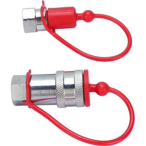 2 pièces ensemble de coupleur rapide hydraulique 1/4 pouce NPT ISO7241-A coupleurs hydrauliques rapides en acier trempé avec capuchon anti-poussière (1/5)