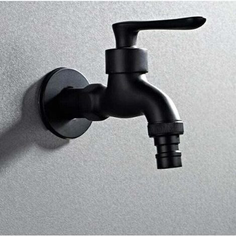 Robinet générique de salle de bain noir, robinet d'eau froide simple, machine à laver murale, robinet simple d'eau froide, robinet de jardin noir (1/3)