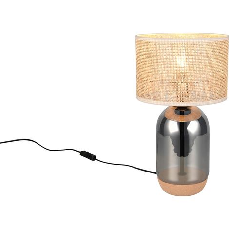 Lampada tavolo TARA vetro cromo vimini 43cm E27 Trio (1/5)