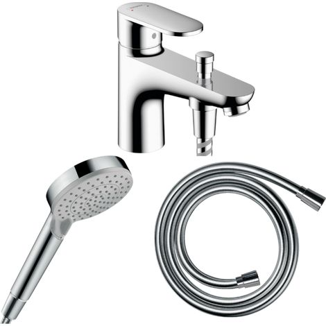 Pack mitigeur bain douche monotrou HANSGROHE Vernis Blend + Flexible Isiflex + Pommeau HANSGROHE Vernis Blend 100 Vario chromé