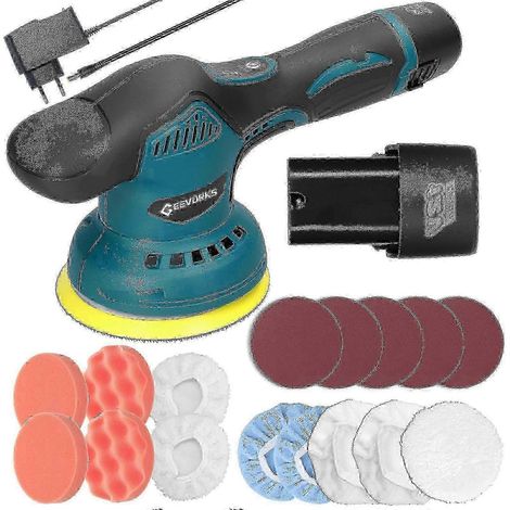 Akku-Exzenterpoliermaschine mit 8 Geschwindigkeitsstufen, einstellbar, multifunktional zum Wachsen von Metall, Schleifen von Holz und Entfernen von Rost. 23-teiliges Set (1/4)