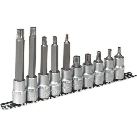 Sealey Premier Spline Socket Bit Set 1/2""Sq Drive 10pc AK6215