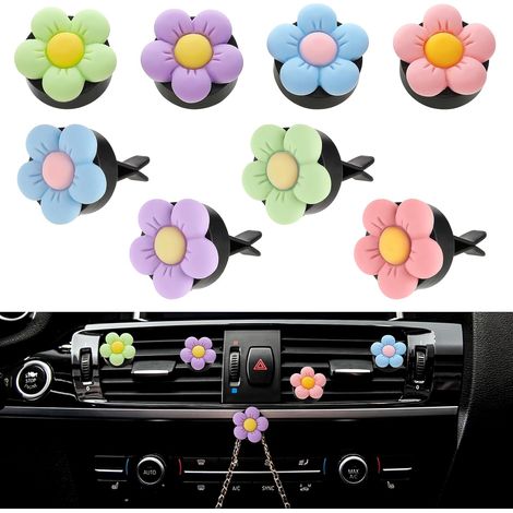 APEX Lot de 8 désodorisants de voiture en forme de marguerite - Accessoires de voiture - Accessoires de décoration de voiture pour femme (1/5)