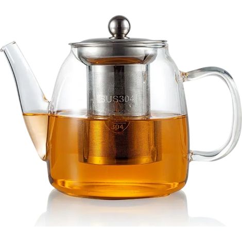 1 Théière Verre borosilicate,Filtre acier inoxydable 304,Résistante chaleur,Design minimaliste,Cuisine (1/5)