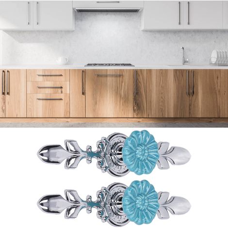 2 Sets/zu verkaufen: Schubladen- und Schrankgriffe im europäischen Stil, rund, pastoralblau, minimalistisch-moderner Einlochgriff, 1088D Wildchrysantheme. (1/5)